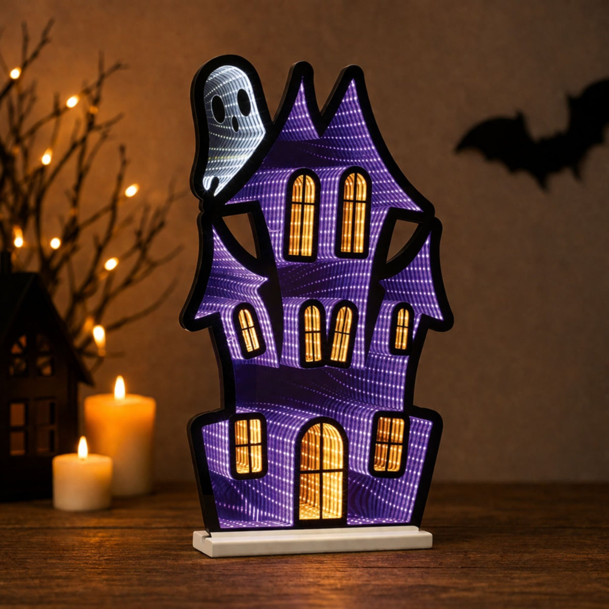 Haunted House w/Ghost Ekkolight 16"H -Ship Only