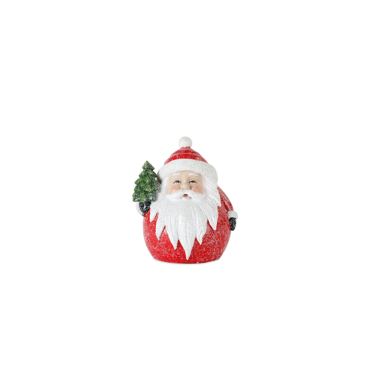 Frosted Round Santa Figure with Bird and Pine Accent (Set of 6) -Ship Only