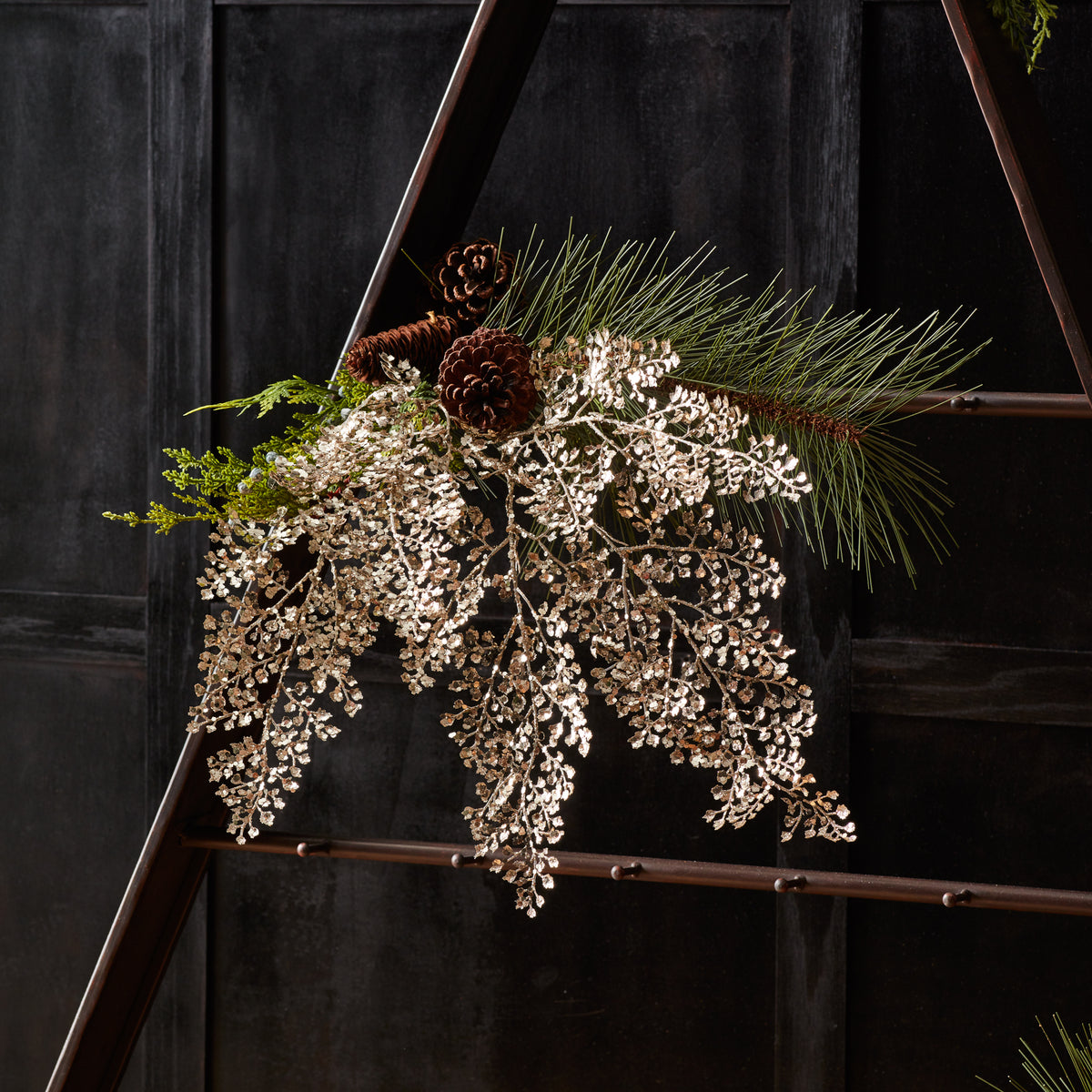 Gold Glitter Fern Spray (Set of 12) -Ship Only