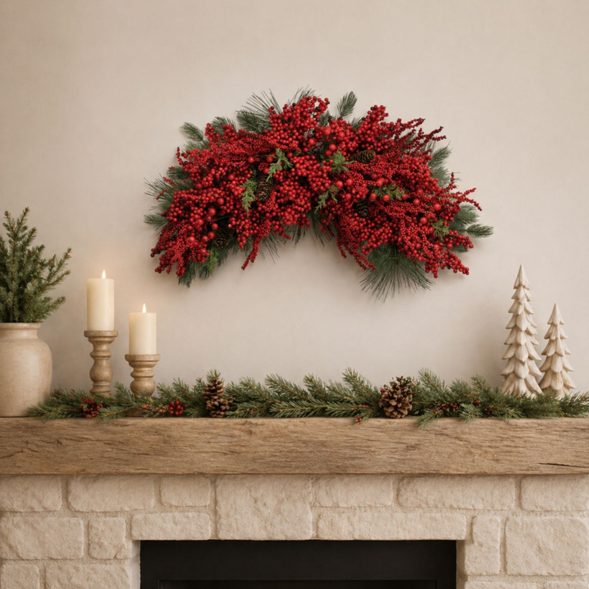 Mixed Pine and Berry Cresti 31"L -Ship Only