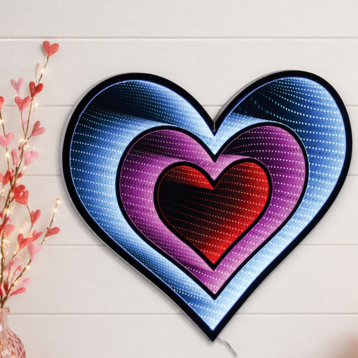 Hanging Triple Heart Ekko Light Display 23.5"H -Ship Only