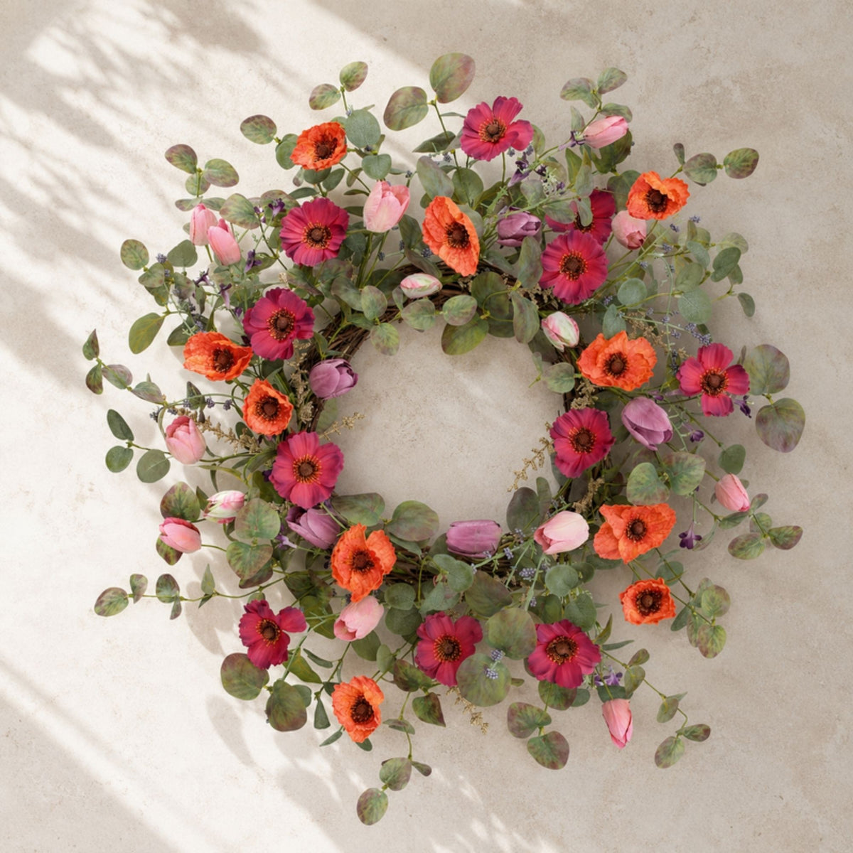 Poppy/Tulip Wreath 22”D Polyester -Ship Only