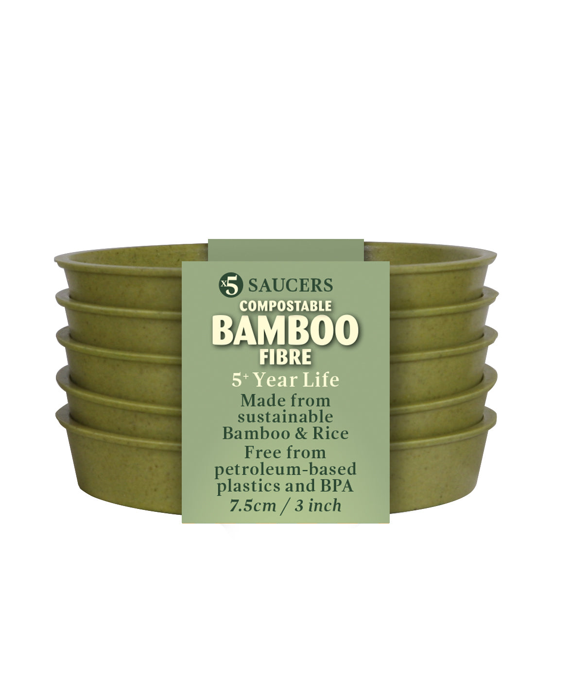4" Green Bamboo Saucer 5 Pack -Ship Only