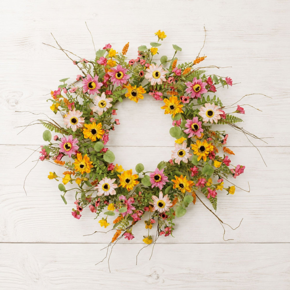 Mixed Floral Wreath 24”D Polyester -Ship Only