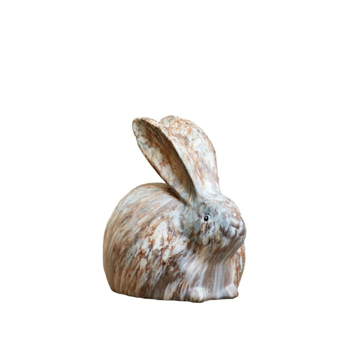 Modern Bunny Rabbit Figurine with Marble Finish (Set of 2) -Ship Only