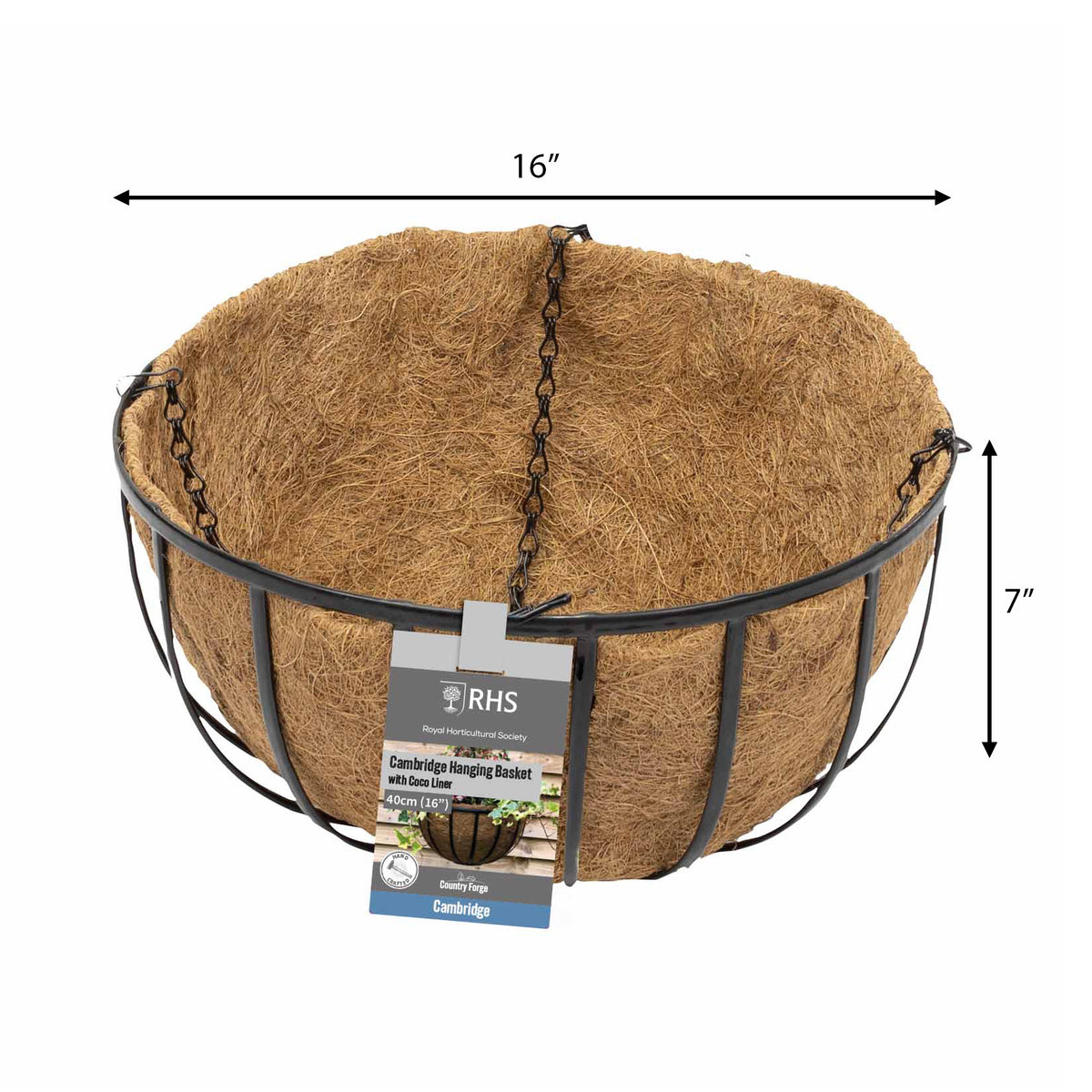 16" Cambridge Premium Hanging Basket with Coco Liner RHS -Ship Only