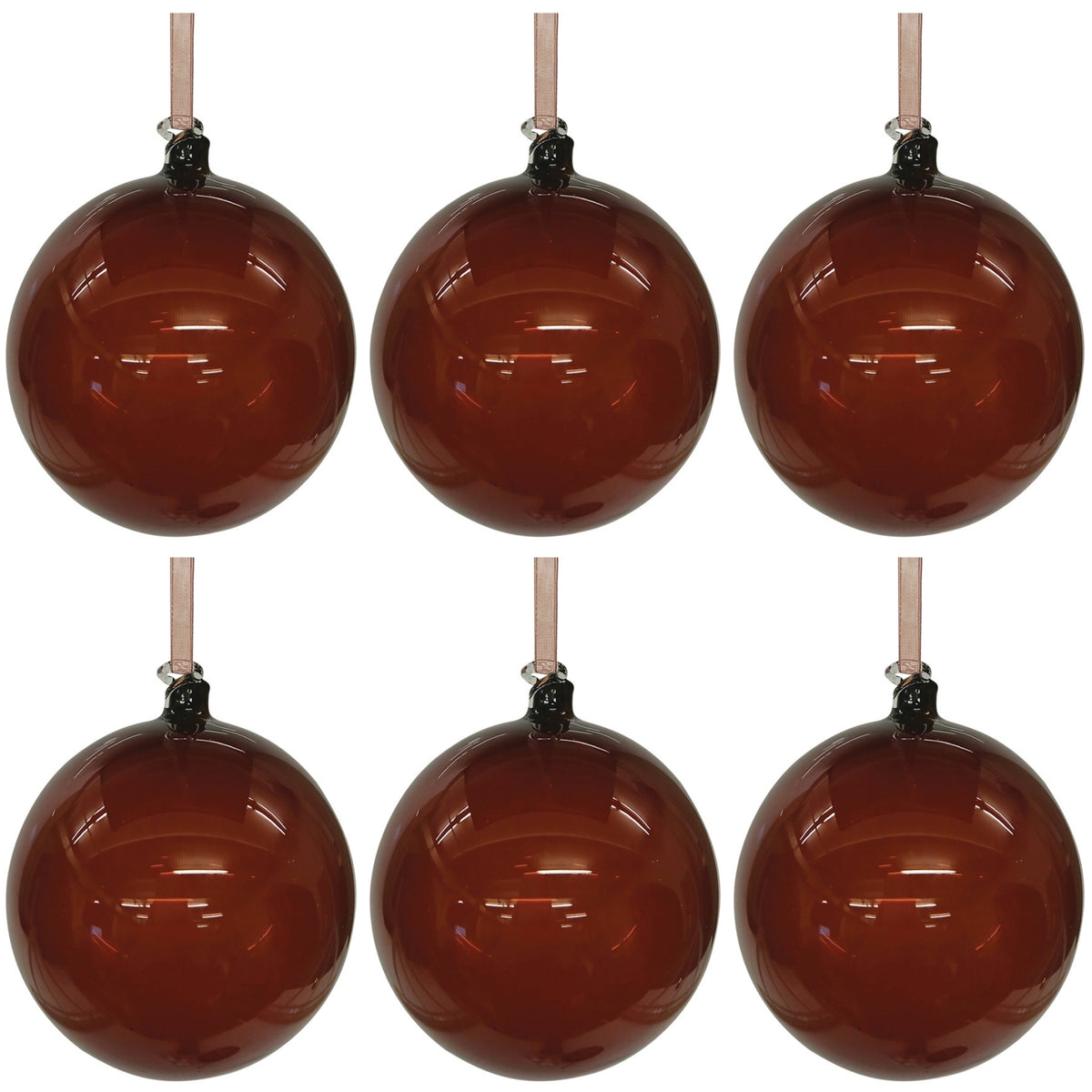 Ball Ornament (Set of 6) 4”D Glass