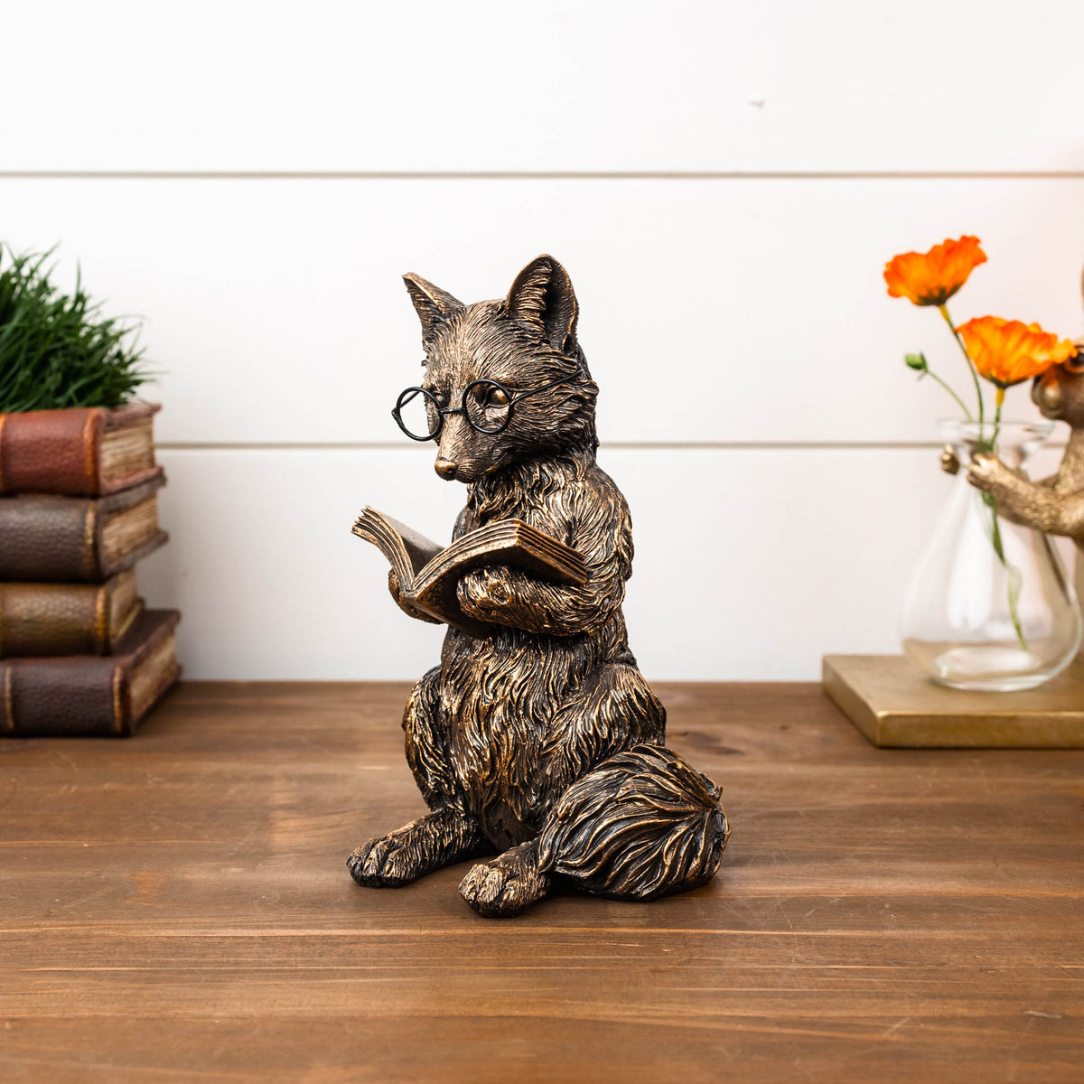 Fox Reading 6.5”H Resin -Ship Only