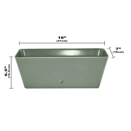 16" Sage Green Rectangular Self-Watering Bamboo Planter -Ship Only