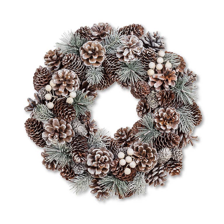 Frosted Wreath w/Pinecones & Berries