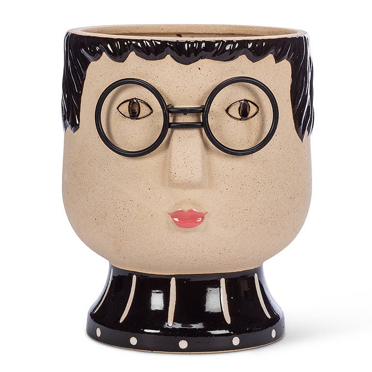 Lg Face w/Glasses Planter