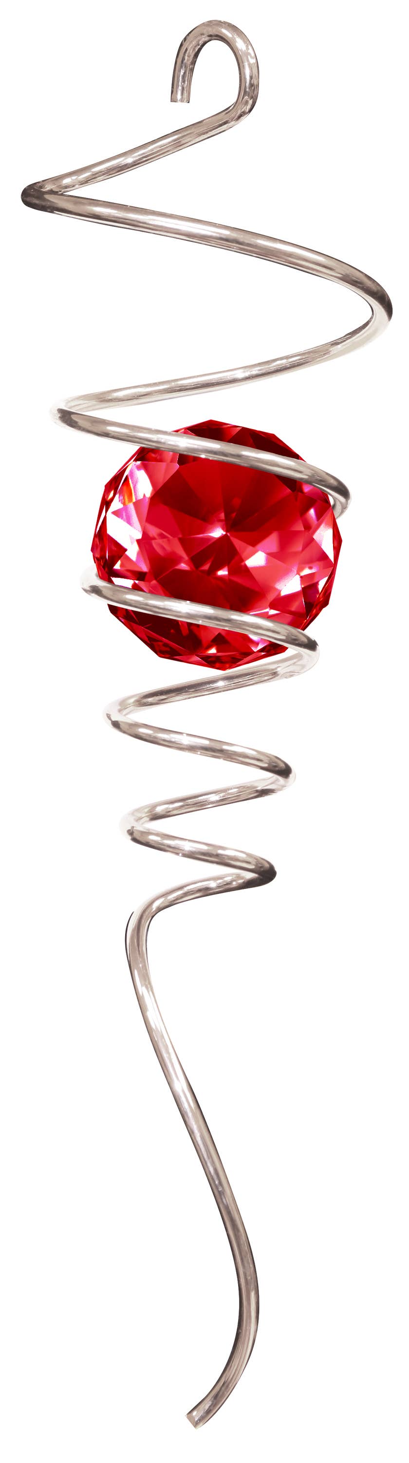 Silver / Red - Crystal Spiral Tail