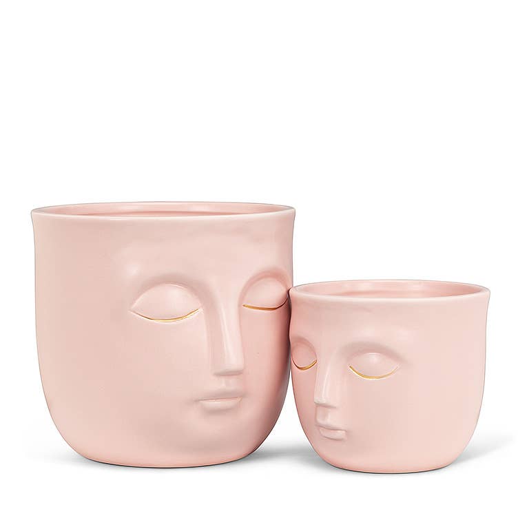 Lg Sleeping Face Planter Pink