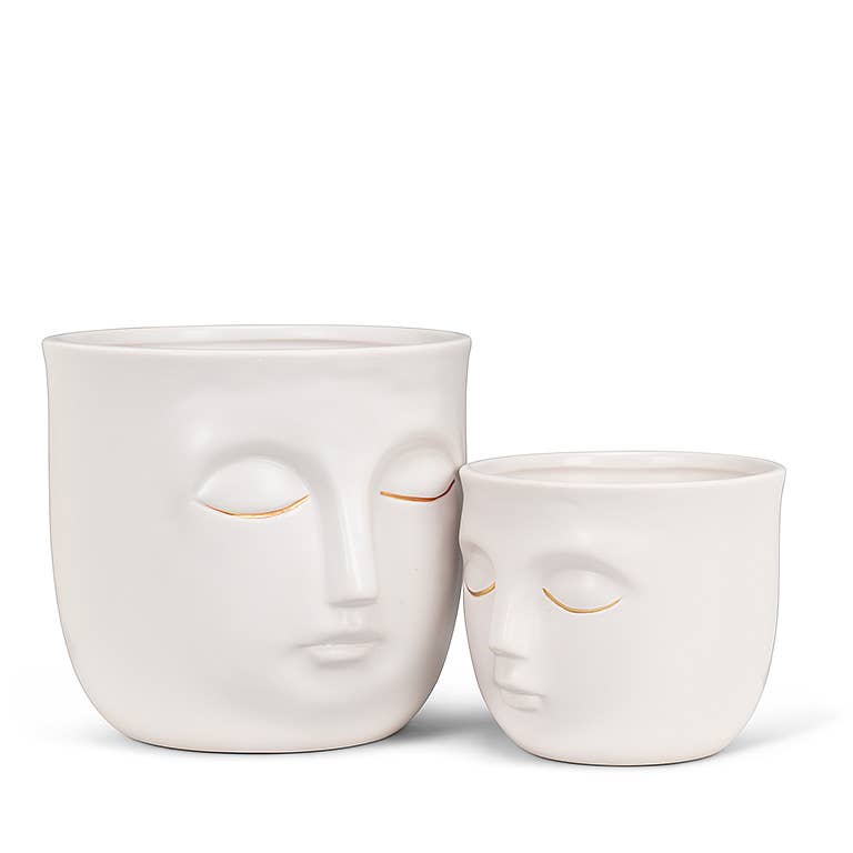 Lg Sleeping Face Planter White