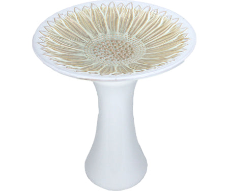 Sunflower Birdbath 22.5" Yellow/White