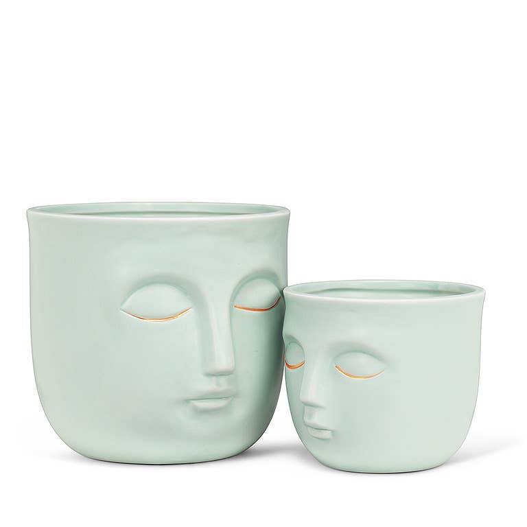Lg Sleeping Face Planter Mint