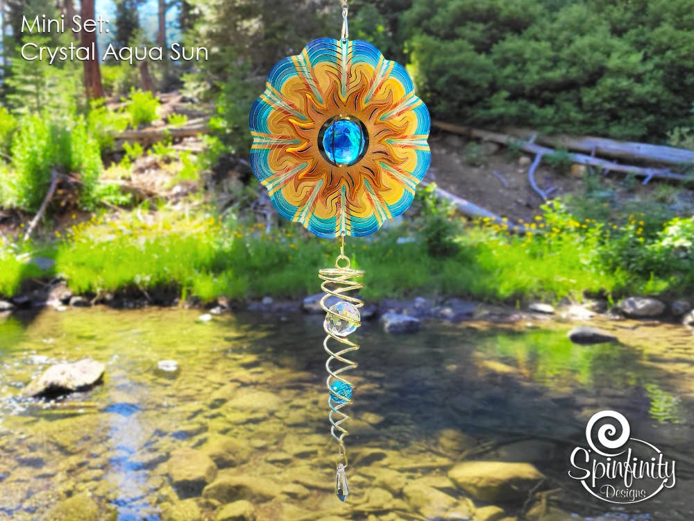 Crystal Aqua Sun - Mini Set Wind Spinner – Pandy's Garden Center