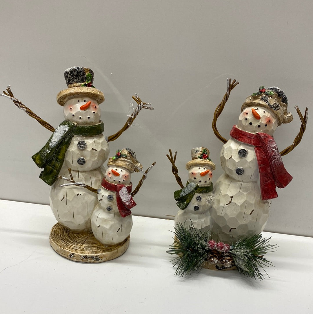 Resin Snowman Mother and Child (8.2"H)