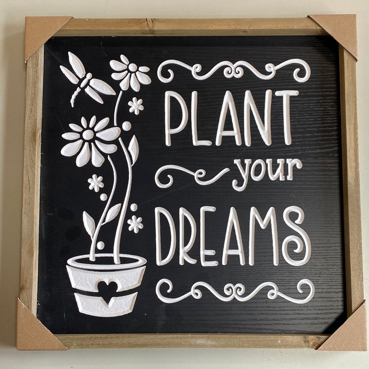 Wood Black and White Engraved Wall Sign