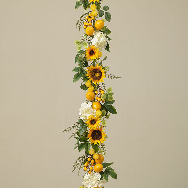Sunflower & Lemon Garland w/ Berry Accents