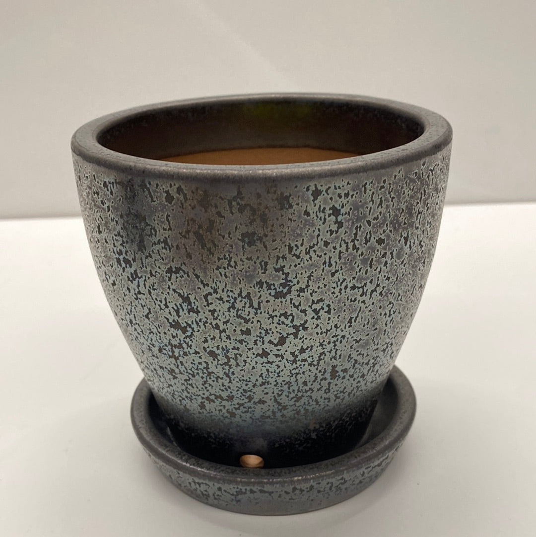 4.3" Pot With Attached Saucer Copper
