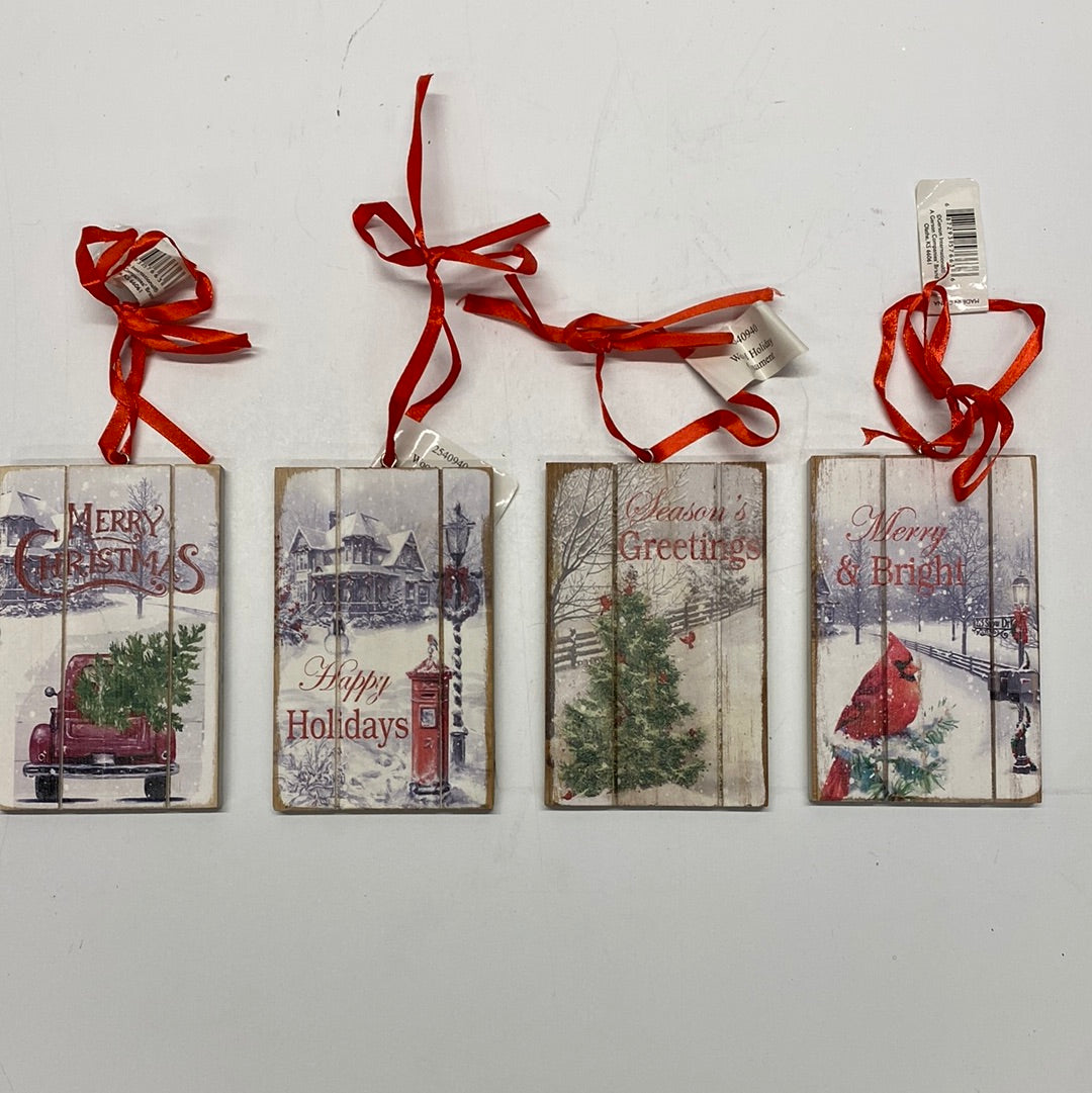 Wood Holiday Ornament (5”)