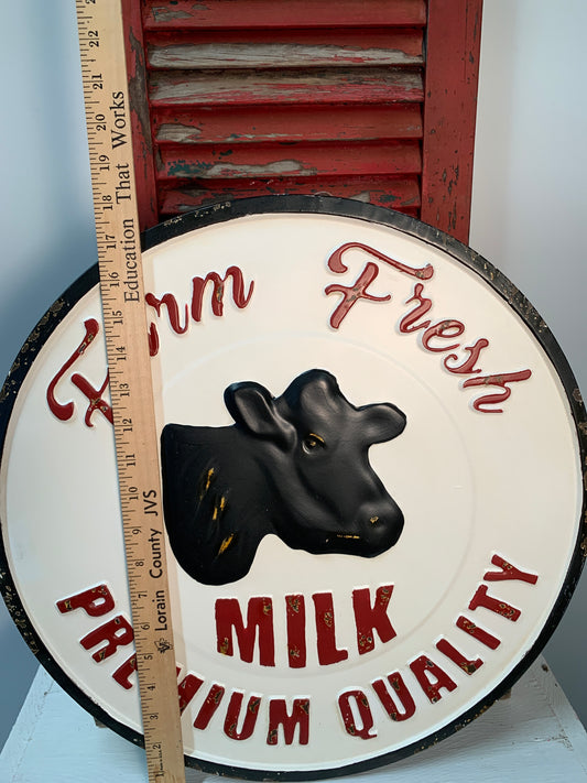 Farm Fresh Milk Circle Sign
