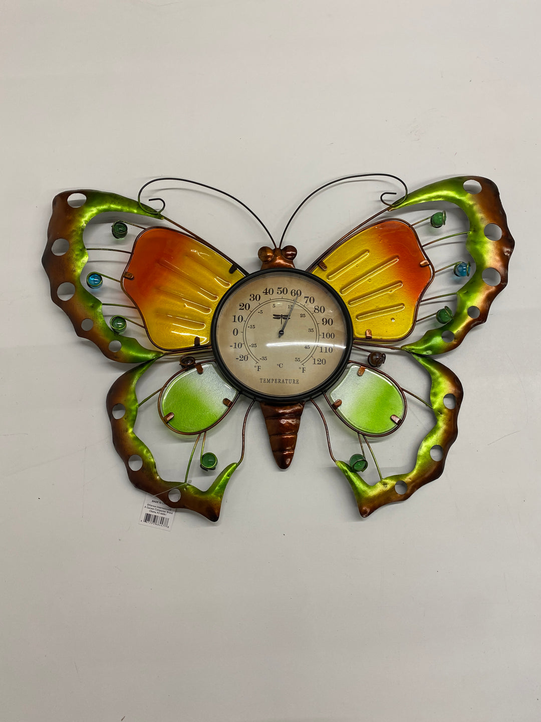 Metal & Fused Glass Butterfly Temperature Gauge