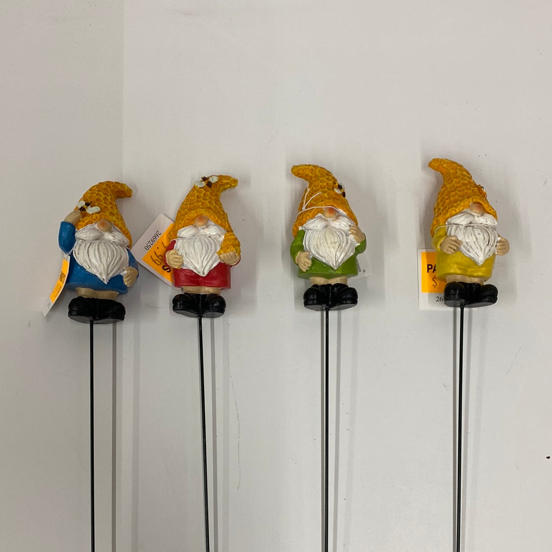 Resin Gnome Garden Stake 14.5"H