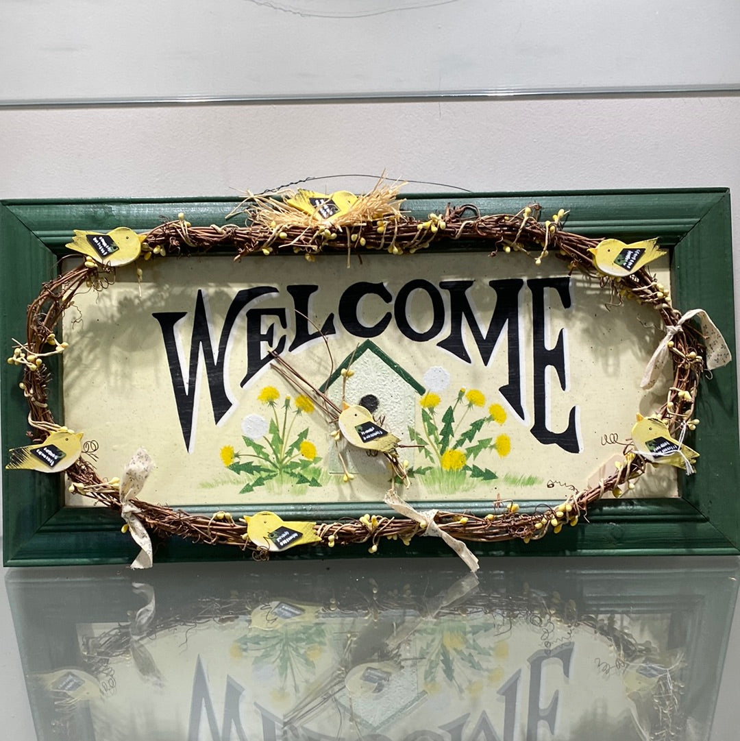 Welcome Bird Finch Sign