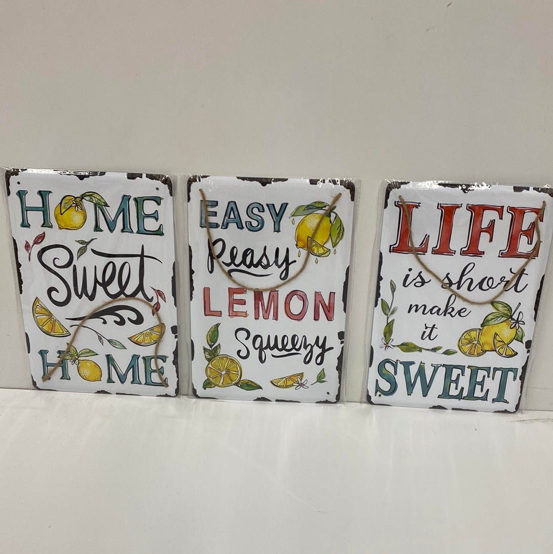 Metal Lemon Design Wall Sign