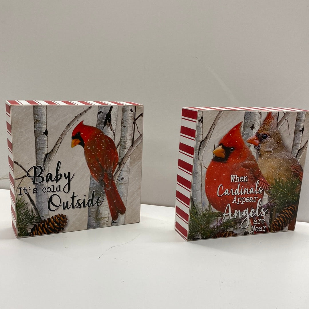 Wood Holiday Cardinal Decor