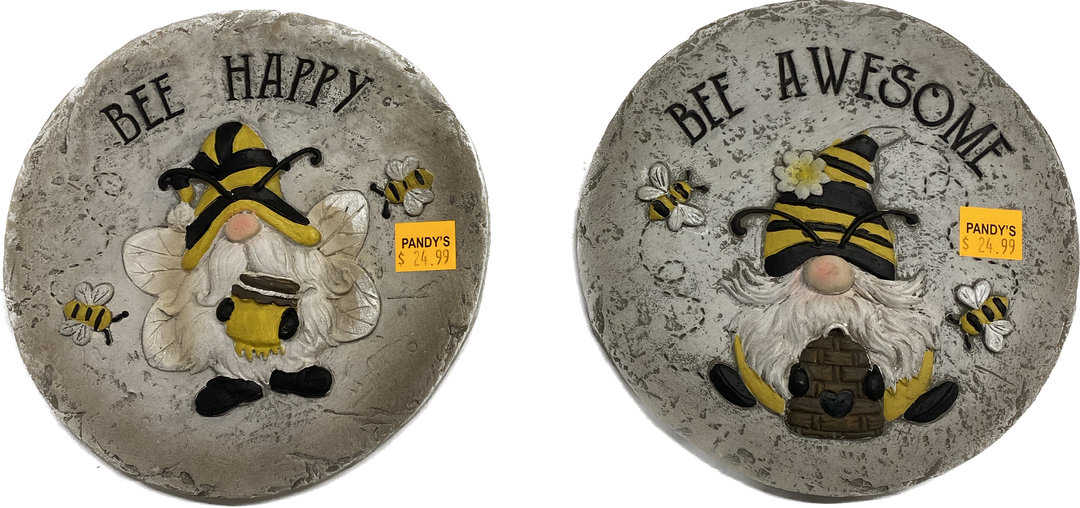9.9"D Cement Bee Gnome Stepping Stone
