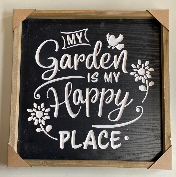 Wood Black and White Engraved Wall Sign