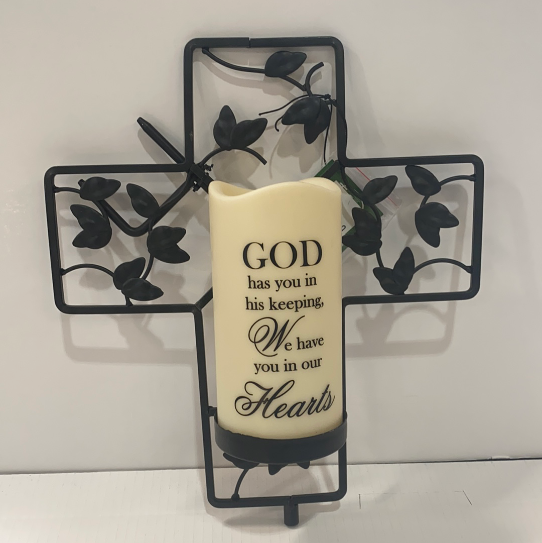 Cross with Candle Yard Stake