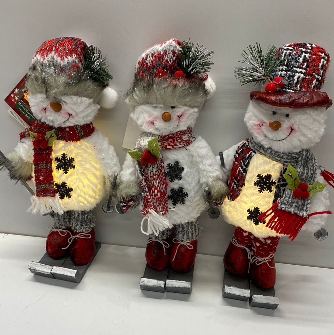 Lighted Plus Snowman Skier (11"H)