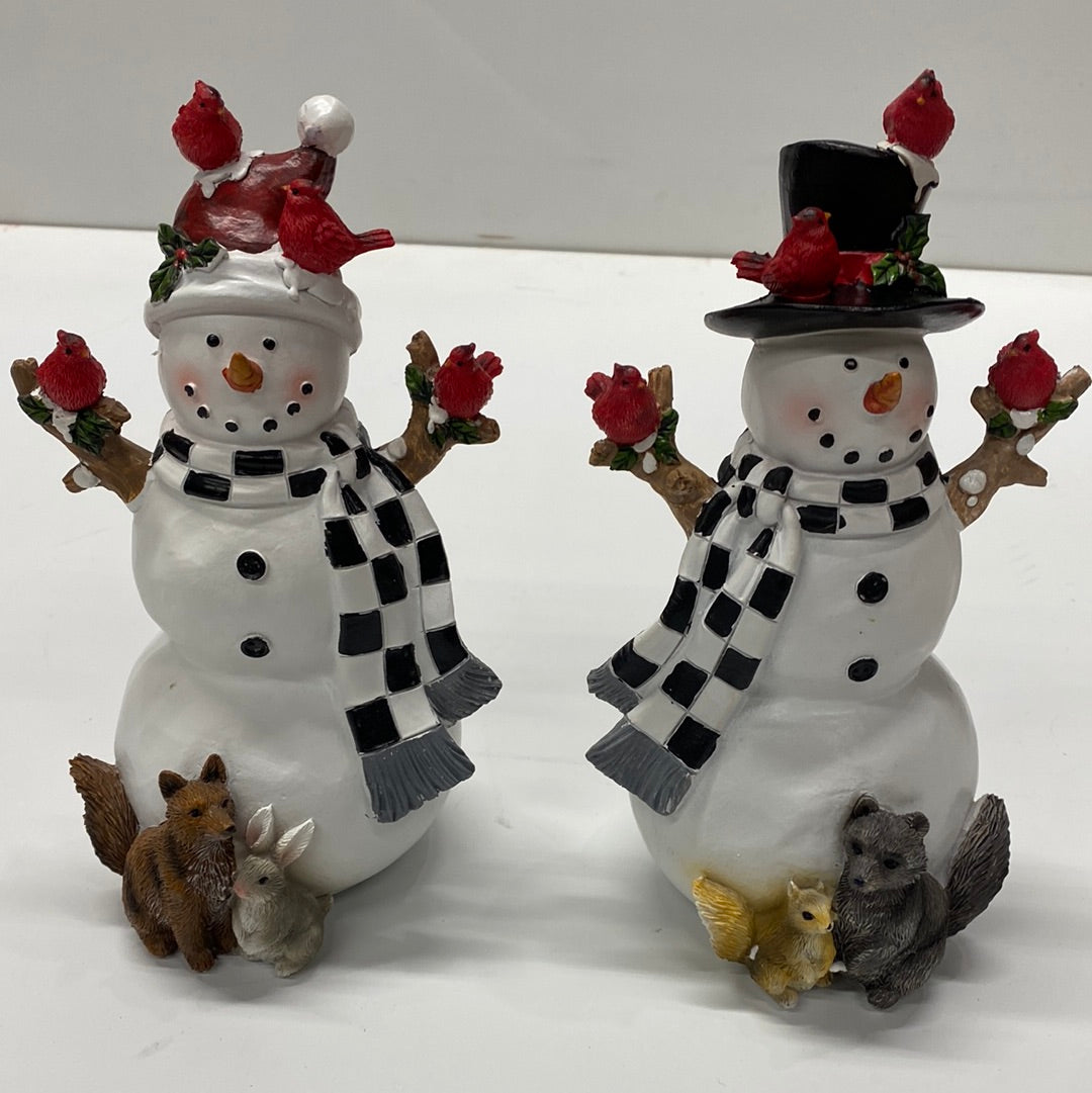 Holiday Snowman w/ Animals (8”H)