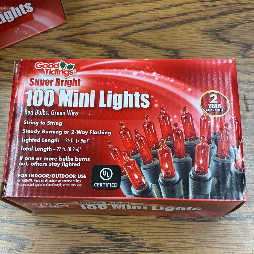 Holiday Lights 100 Super Bright Mini Lights red