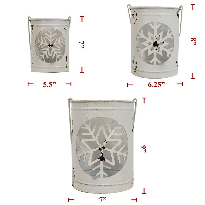 White Metal Jugs Snowflake