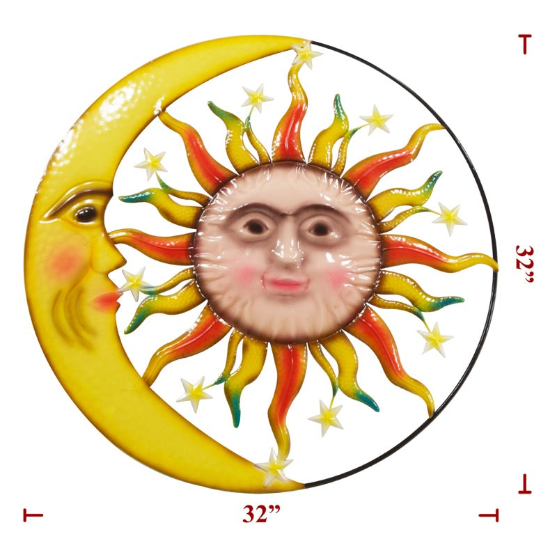 Metal Sun and Moon Plaque