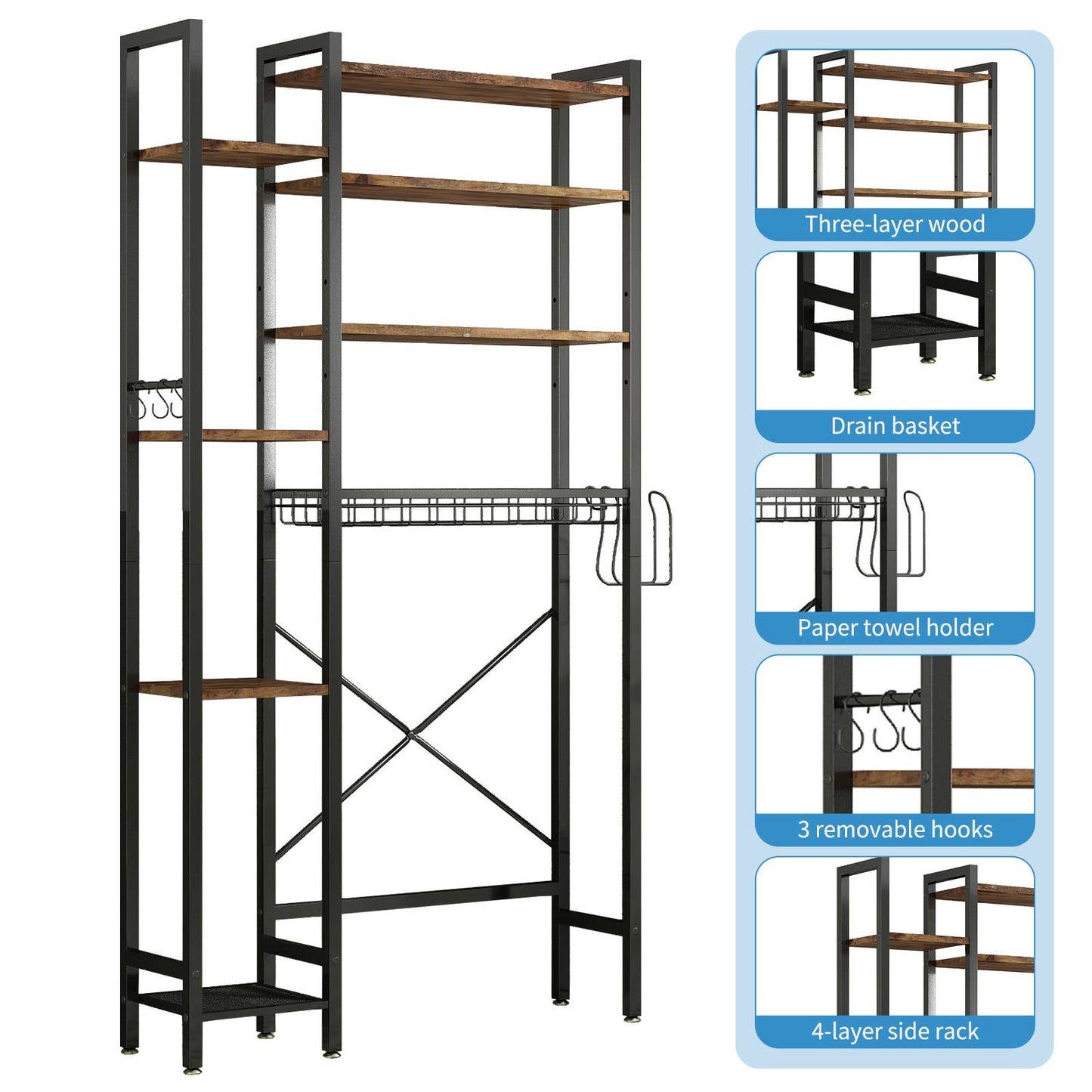Indoor 8-Tier Metal Plant Stand with Grow Light