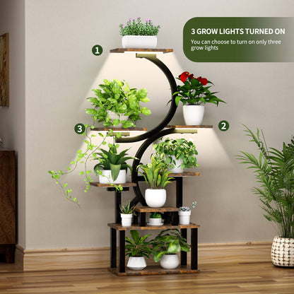 Plant Stand Indoor 9-Tiered with 5 Grow Lights