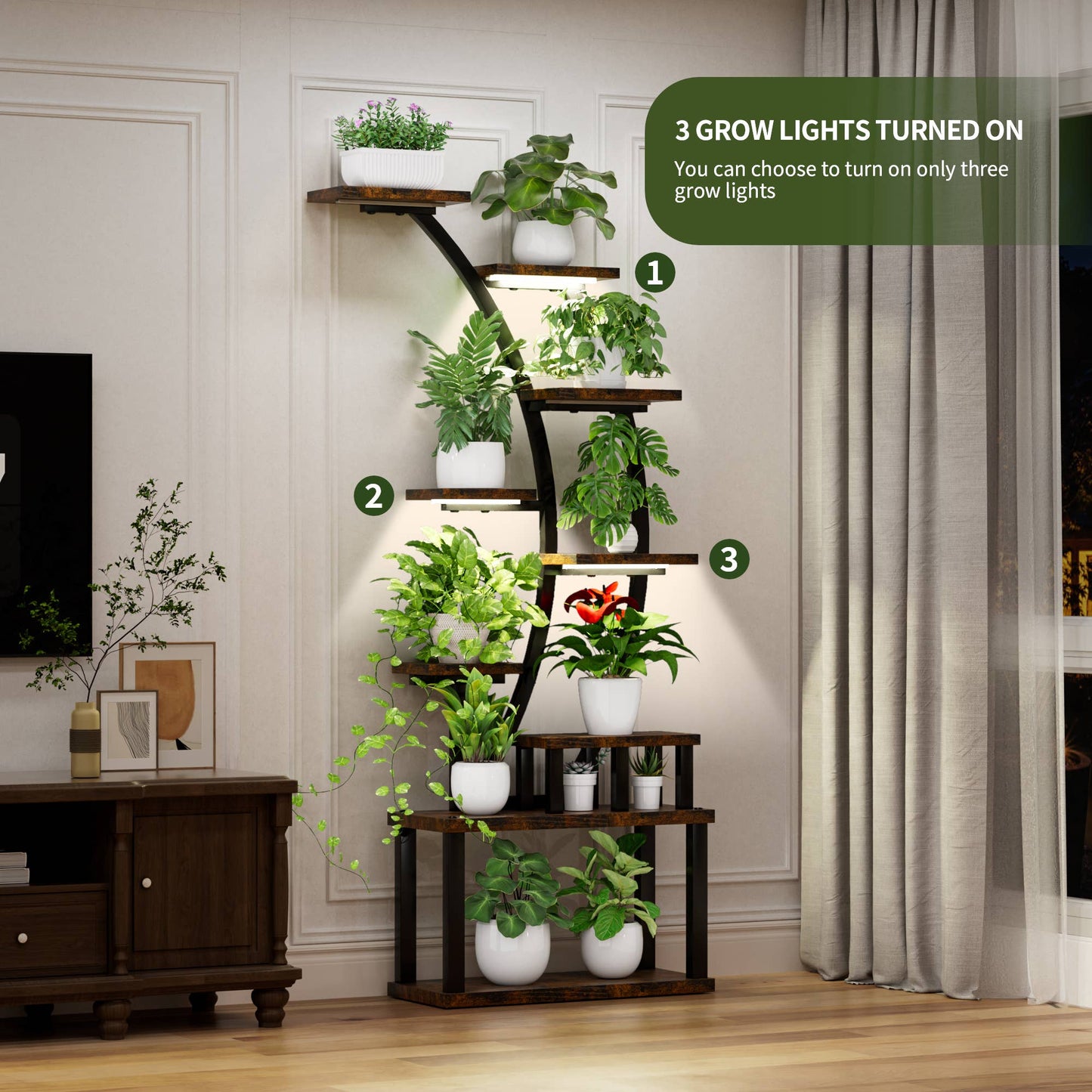 Plant Stand Indoor 9-Tiered with 5 Grow Lights