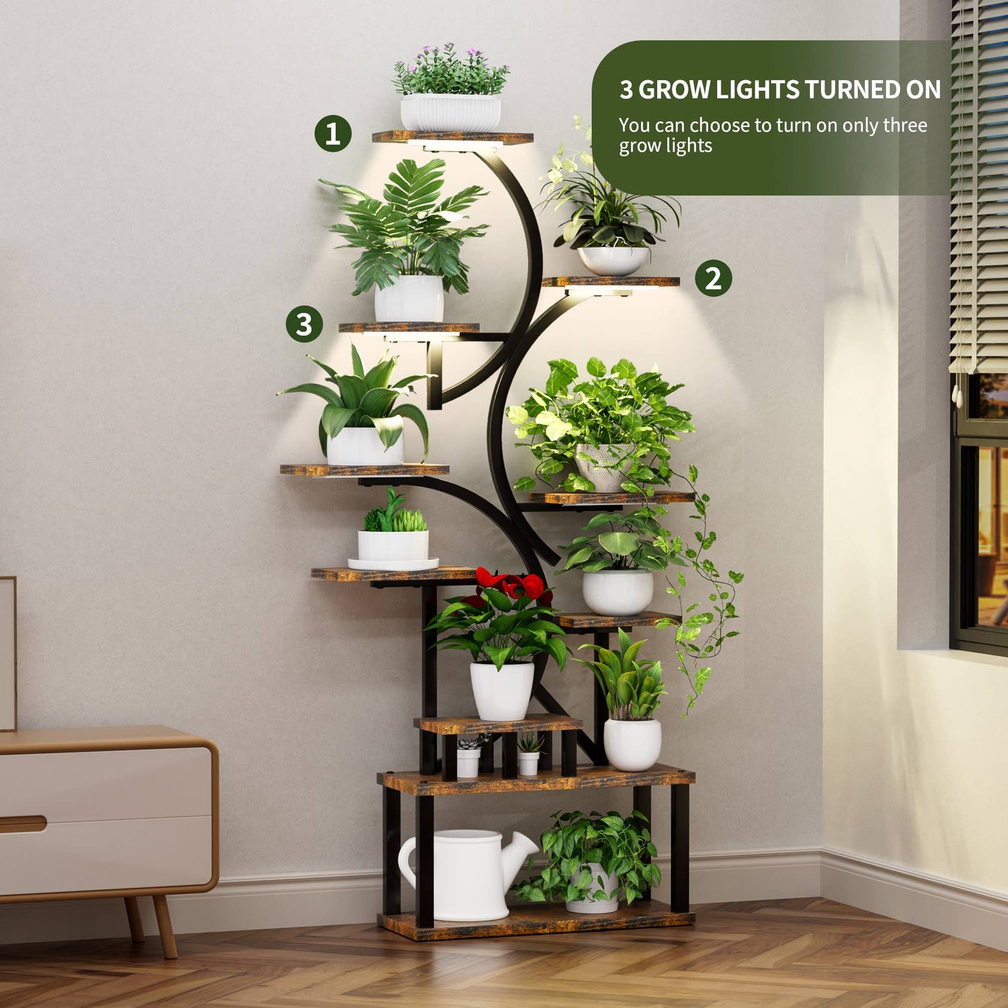 Plant Stand Indoor 9-Tiered with 5 Grow Lights