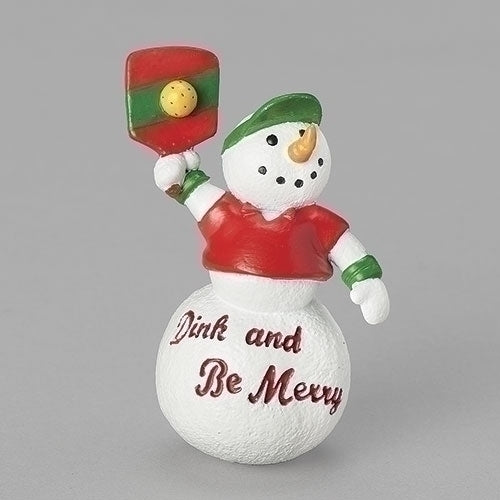 3.25"H PICKLEBALL ORNAMENT SNOWMAN "DINK AND BE MERRY"