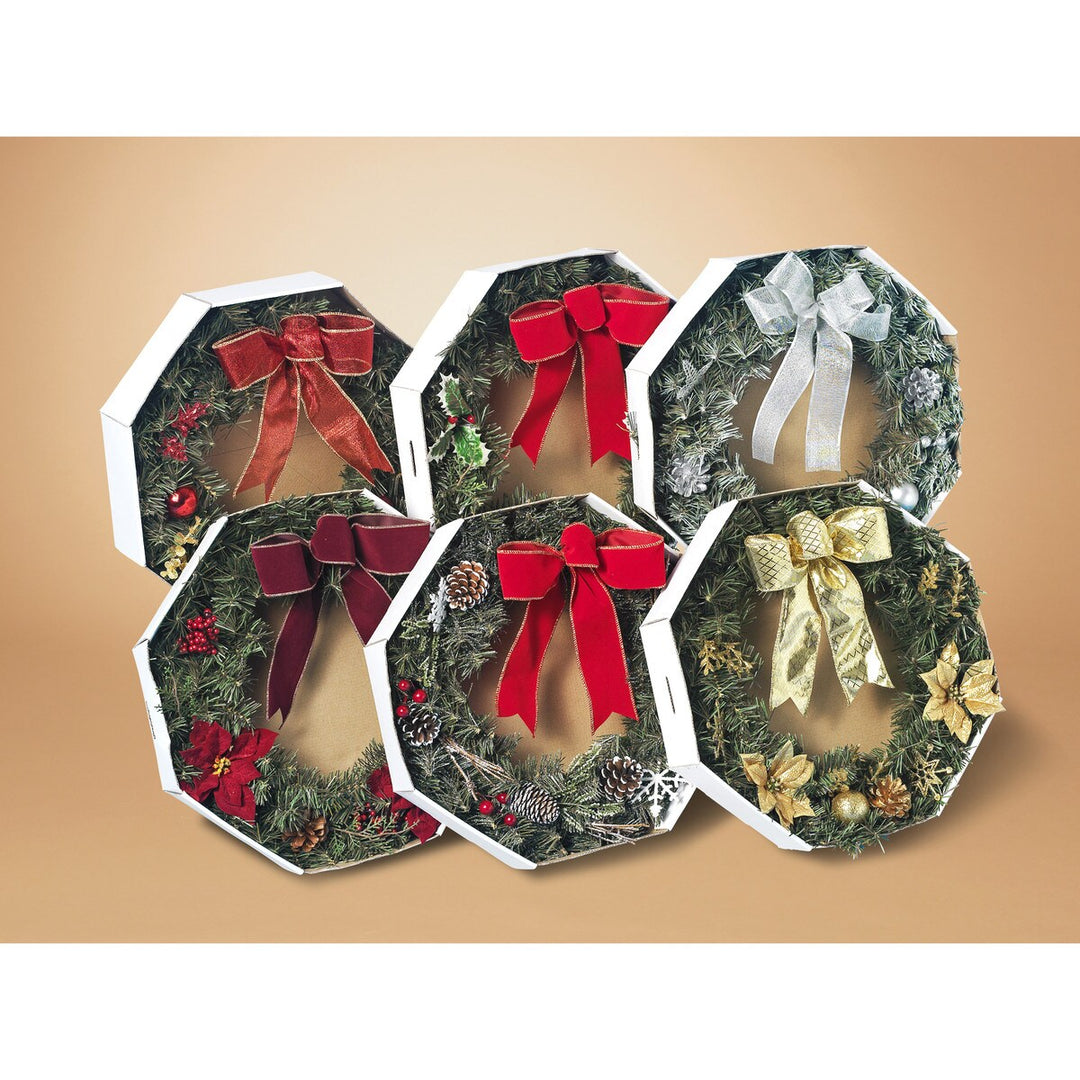 16"D PVC Boxed Decorated Christmas Wreath