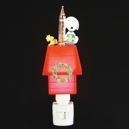 7" SNOOPY CHRISTMAS DOGHOUSE BUBBLE NIGHT LIGHT W/WOODSTOCK