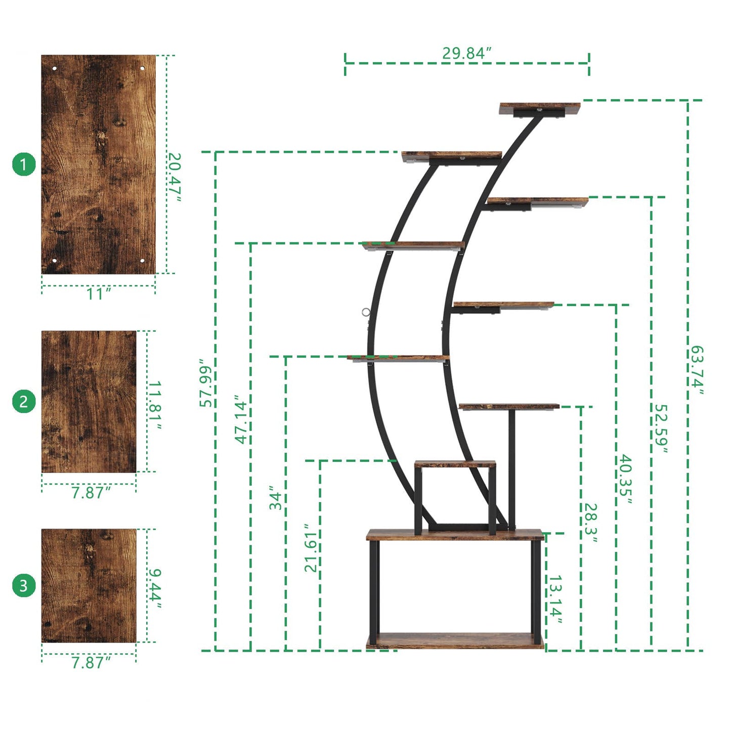 Indoor 8-Tier Metal Plant Stand with Grow Light