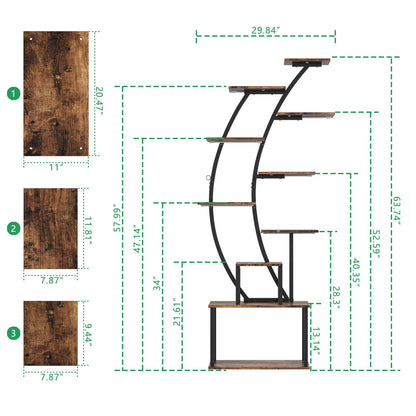 Indoor 8-Tier Metal Plant Stand with Grow Light