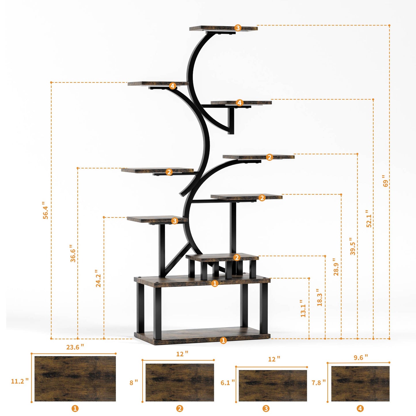 Plant Stand Indoor 9-Tiered with 5 Grow Lights